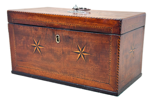 Georgian Mahogany Star Inlaid Tea Caddy, 1790