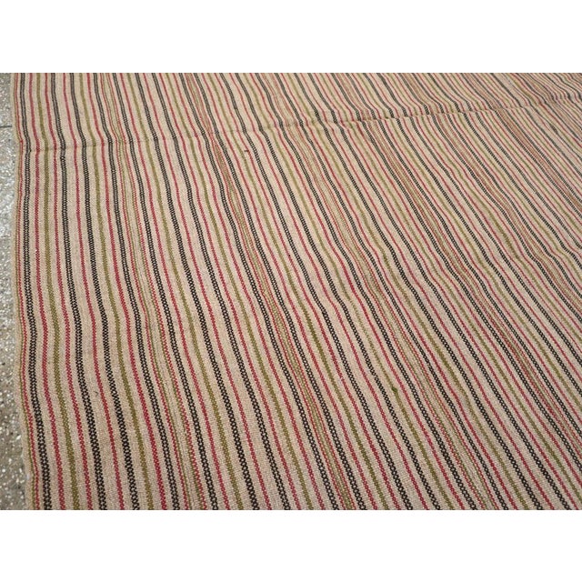 Rustic Galerie Shabab Collection Mid-20th Century Handmade Turkish Flatweave Kilim Square Room Size Carpet For Sale - Image 3 of 7
