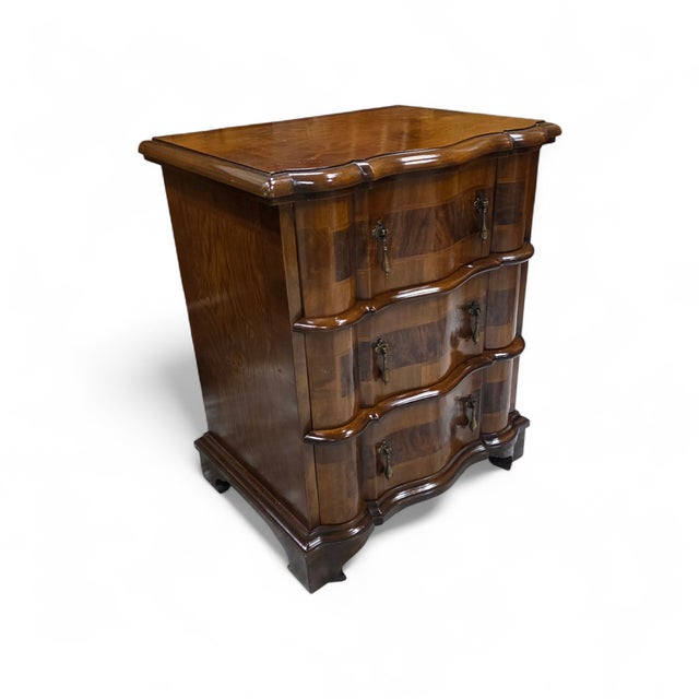 Vintage Italian Baroque Style Burl Walnut Serpentine Chest of Drawers For Sale - Image 12 of 12