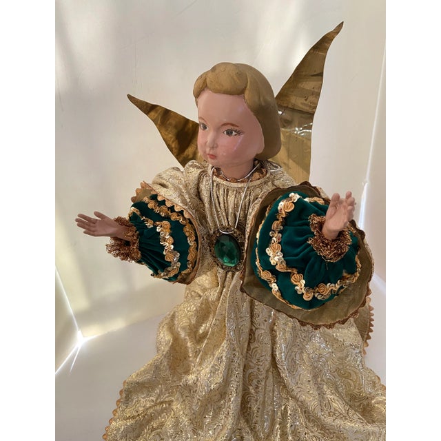 Figurative Christmas Angel Italy Cartapesta Paper Mache Angel Gold Figural For Sale - Image 3 of 13