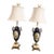 Late 19th Century Sevres Style Blue Porcelain Gilt Bronze Mounted Lamps- Hand Painted - a Pair For Sale
