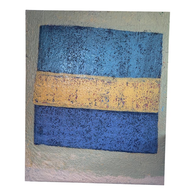 John Frates “Floating Square in Blue and Gold” After Artist Rothko, Mid Century Modern, Large, Invoice With a Coa, 68x53x2 In. For Sale