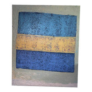John Frates “Floating Square in Blue and Gold” After Artist Rothko, Mid Century Modern, Large, Invoice With a Coa, 68x53x2 In.