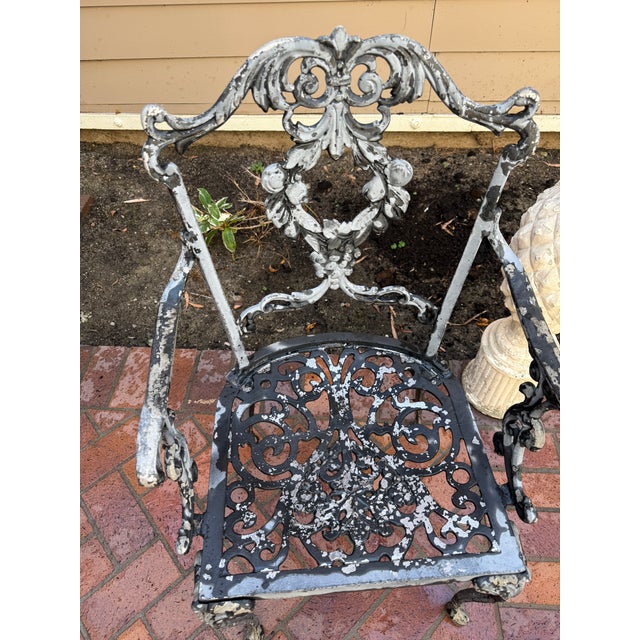Vintage Hollywood Regency Molla Cast Alumunum Table Base and 4 Arm Chairs For Sale In Los Angeles - Image 6 of 18