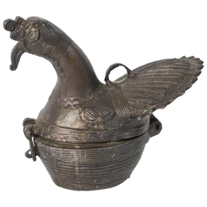Patinated Bronze Box in a From of a Peacock, India