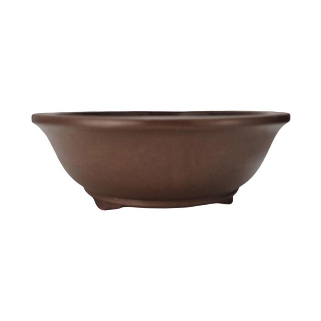 Japanese VTG Chinese Tokoname Yixing Clay Bonsai Pot Round Basin Planter Brown 11" For Sale - Image 3 of 11