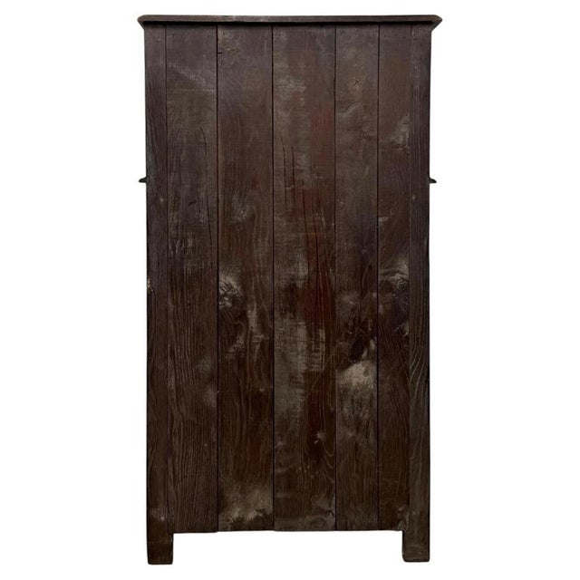 Wood Antique English Narrow Carved Oak Court Cabinet, 1900s For Sale - Image 7 of 11
