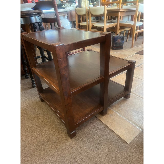 Brown 1970s Nichols & Stone Departures Collection Two Tiered Mission Style Side Table For Sale - Image 8 of 11