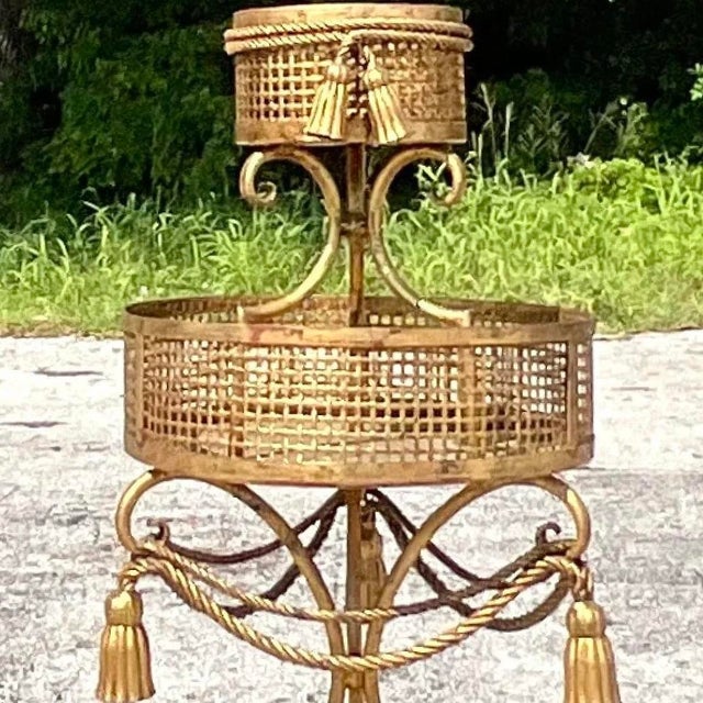 Gold Vintage Regency Swag Plant Stand For Sale - Image 8 of 14