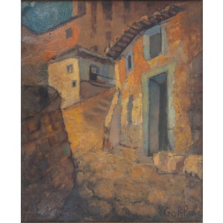 Louis Toffoli, Fortified Village in Spain, Oil on Canvas For Sale
