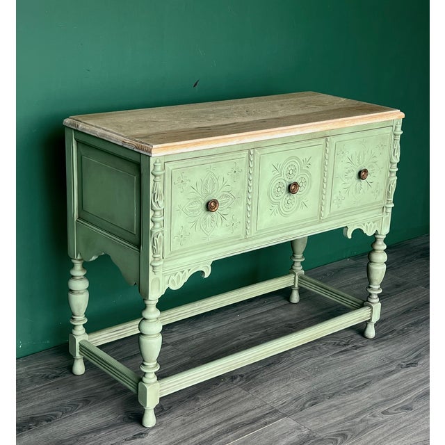 1940s Spanish Style Oak Console Cabinet For Sale - Image 11 of 12