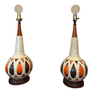 Pair of 1970s Mid-Century Ceramic Lamps