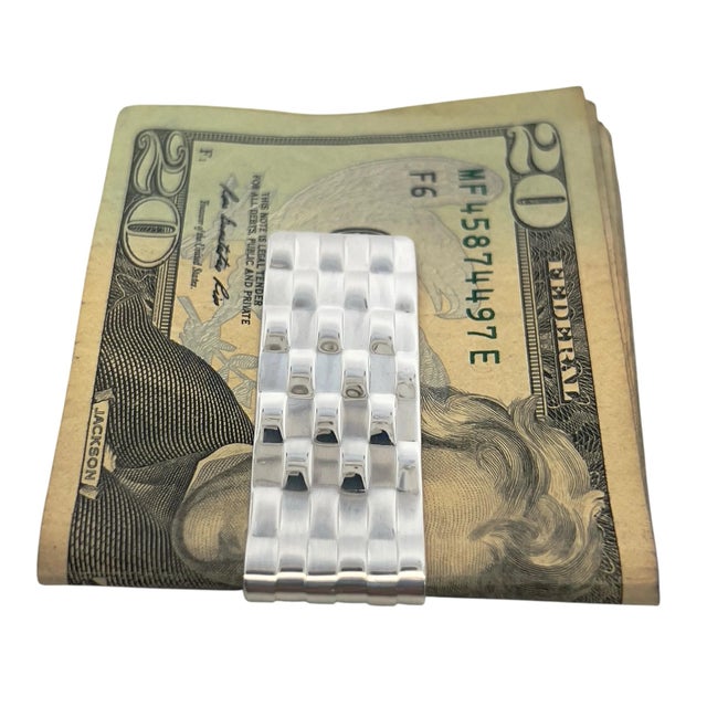 1990s Tiffany & Co Estate Weave Money Clip Sterling Silver 16.6 Grams For Sale - Image 9 of 12