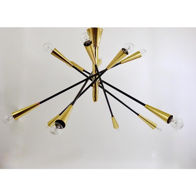 Large Articulating Black and Brass Sputnik Chandelier in the style of Stilnovo, 1950s For Sale - Image 15 of 18