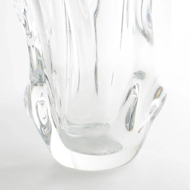 Glass Val St Lambert Mid-Century Modernist Crystal Vase For Sale - Image 7 of 9