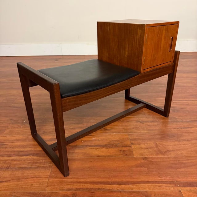 Mid 20th Century Vintage Teak Entry Bench or Telephone Table For Sale - Image 5 of 11