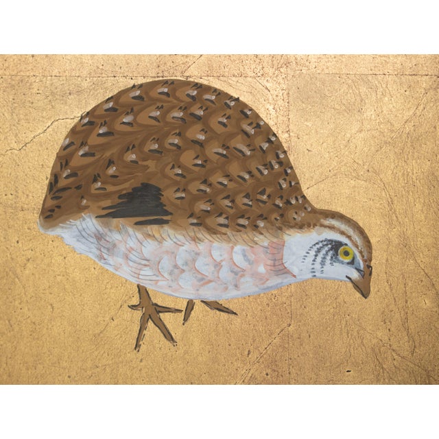 "Chrysanthemums and Quail" by Setsuga, 1980s Japanese Byobu Screen For Sale - Image 13 of 18