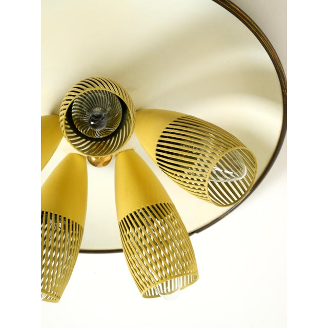 Mid-Century Modern Metal Bag Ceiling Lamp with Round White Reflector, 1950s For Sale - Image 11 of 18