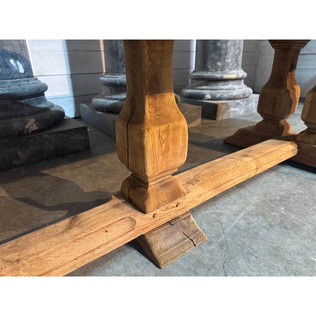 Brown Large French 3-Meter Oak Farmhouse Dining Table, 1920s For Sale - Image 8 of 16