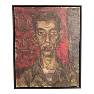 1950 Vintage Portrait of Chicago Artist Smoking For Sale