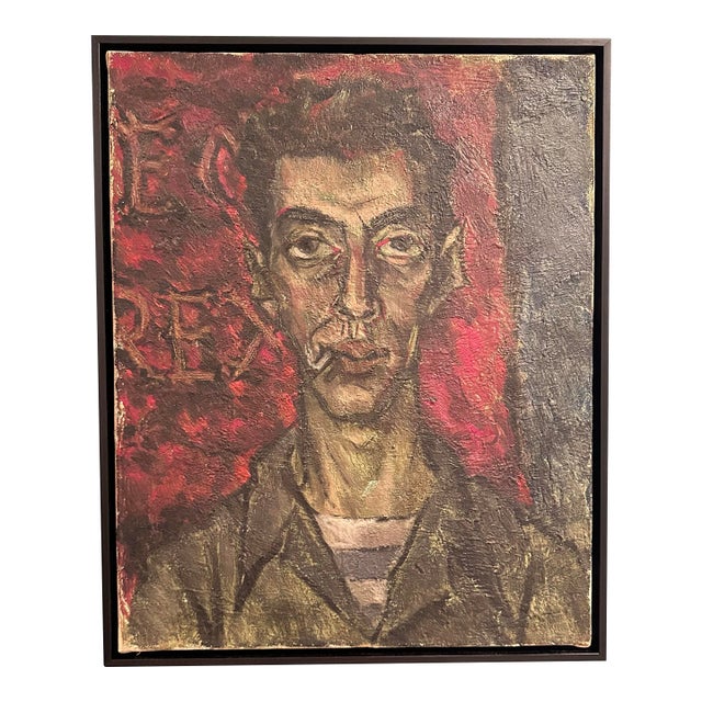 1950 Vintage Portrait of Chicago Artist Smoking For Sale