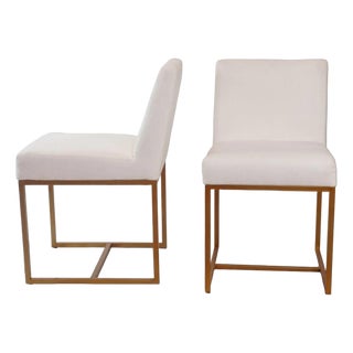 Restoration Hardware Emery Fabric Dining Side Chairs, Pair Of For Sale