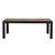A contemporary table featuring a Dark Walnut finished top with rounded corners and a detailed black metal frame. The metal...