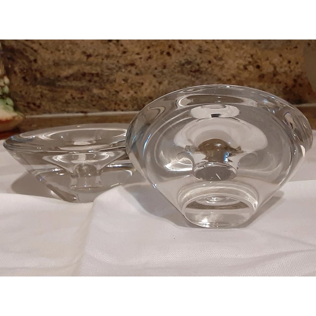 Mid-Century Modern MCM Century Steuben Crystal Modern Candle Taper Holders - a Pair For Sale - Image 3 of 6