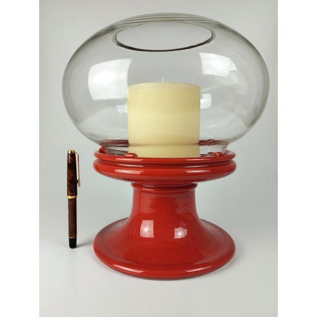 Large Space Age Candleholder or Lantern in Glass and Ceramic, 1970s For Sale - Image 13 of 14