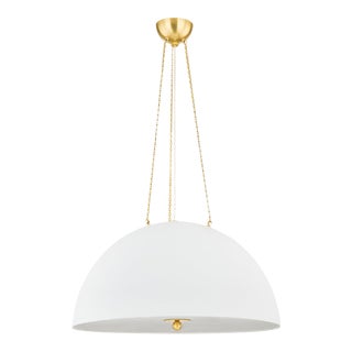 Hudson Valley Lighting Mark D. Sikes Chiswick 4-Light Pendant, Aged Brass/White Plaster For Sale