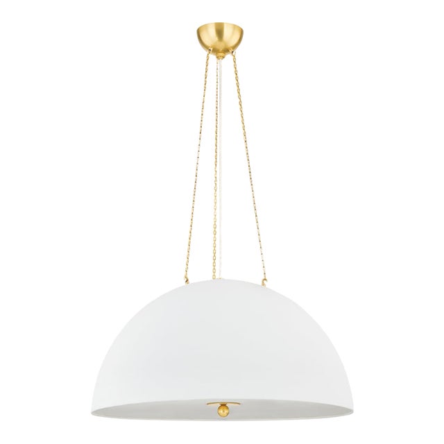 Hudson Valley Lighting Mark D. Sikes Chiswick 4-Light Pendant, Aged Brass/White Plaster For Sale
