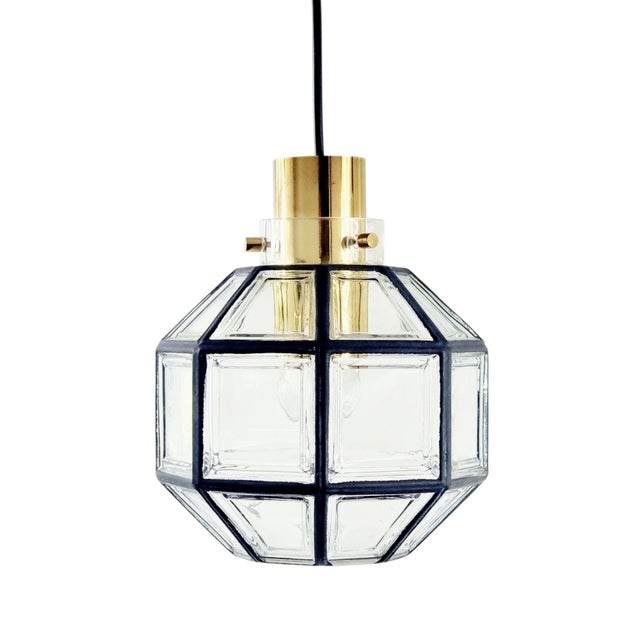 Mid-Century Glass and Brass Pendant Light from Limburg, Germany, 1960s-1970s For Sale - Image 12 of 12
