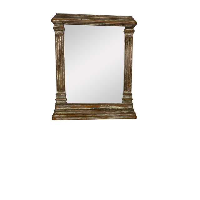 Mid 20th Century Neoclassical Style Gilt and Silvered Mirror with Carved Columns For Sale - Image 17 of 18