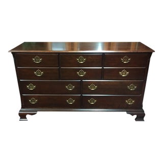 Vintage Dresser, Statton Furniture, Cherry Wood Dresser Ten Drawer For Sale