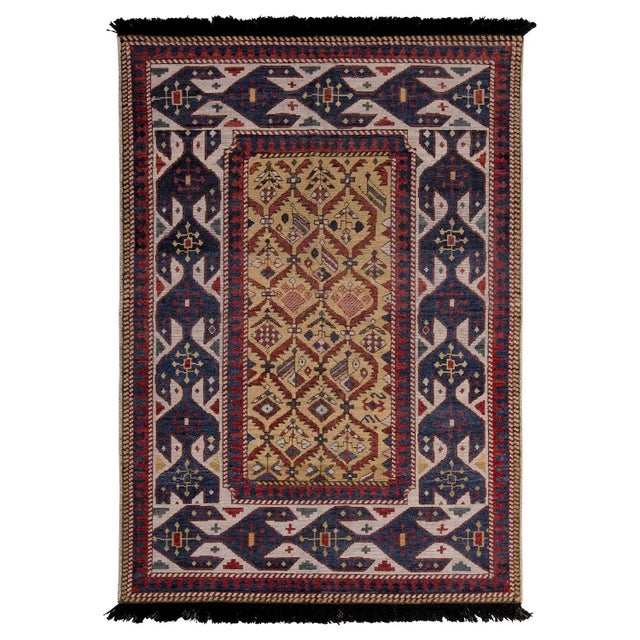 Textile Rug & Kilim Seychour Style Rug, Red and Blue Geometric Pattern, 3x5 For Sale - Image 7 of 7