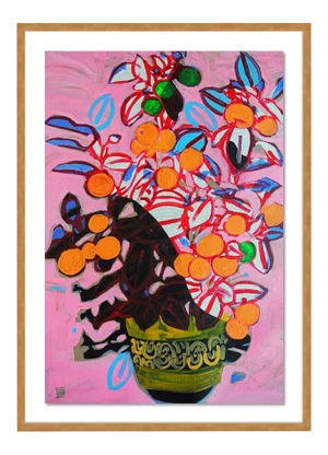Orange Tree by Jelly Chen in Gold Framed Paper, Medium Art Print