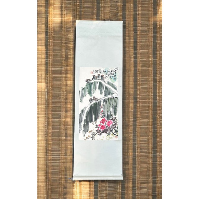 A 1987 Original ink painting with grass writing on a hanging scroll in Hangzhou-China. This style of writing is called...