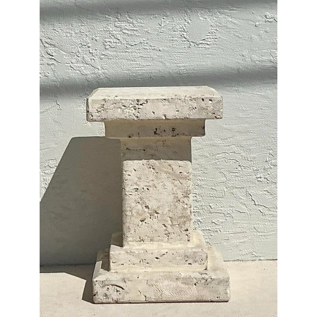 Vintage Boho Carved Coquina Pedestal For Sale - Image 10 of 11