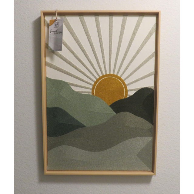 Textile Embroidered Woven Wall Art Set Mountain & Sun Decor New BP Home 18.5 in x 26.5 in Excellent new condition with...