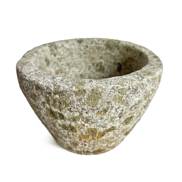 Modern Small Vintage Aged Granite Stone Decorative Indoor/Outdoor Bowl For Sale - Image 3 of 4