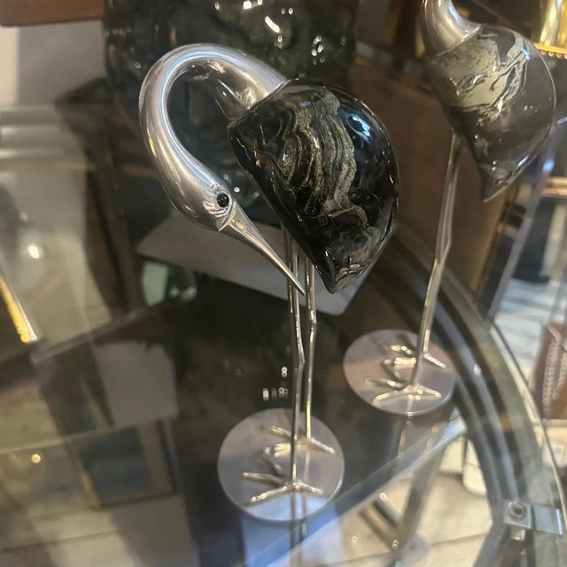 Two 1960s Modern Silver Plated Sculptures of Herons by De Stijl Firenze For Sale - Image 16 of 16