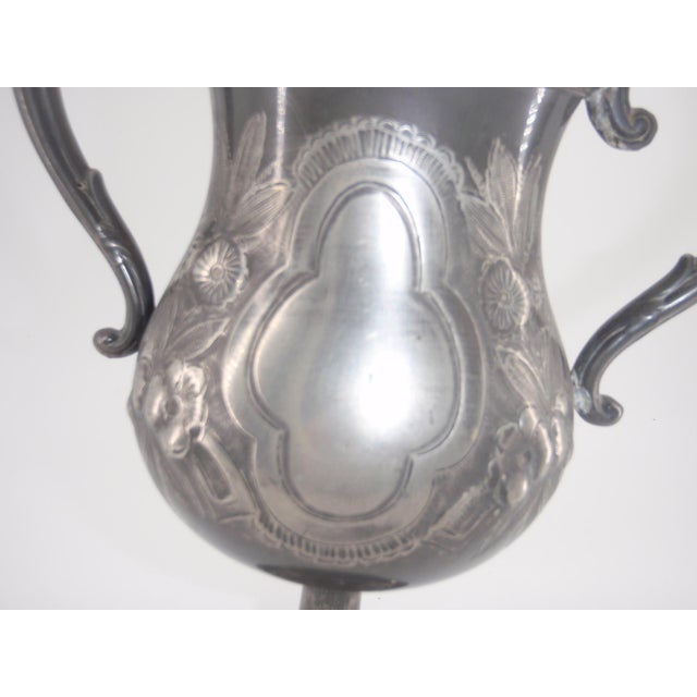 Metal Antique German Silver 2 Handled Trophy Urn Mantel Loving Cup For Sale - Image 7 of 7