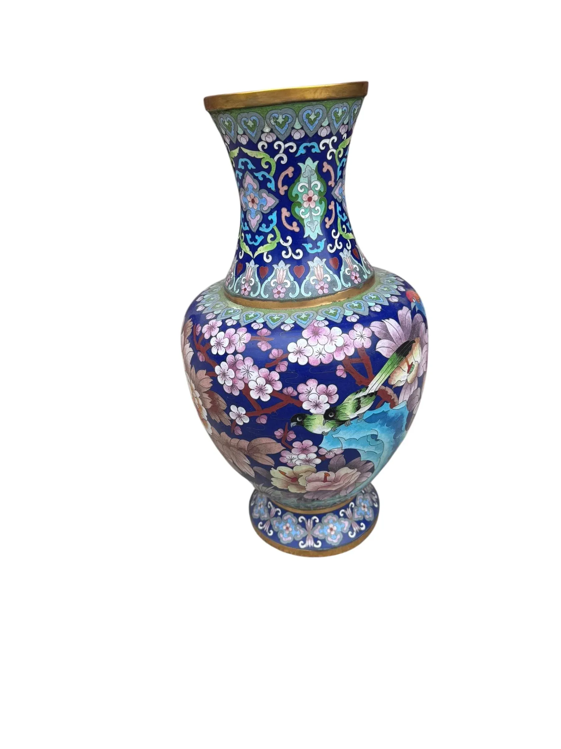 中国七宝焼き花瓶 - Chinese Cloisonné Floral Vase Vintage Chinese Cloisonné Floral Design Vase | Chairish