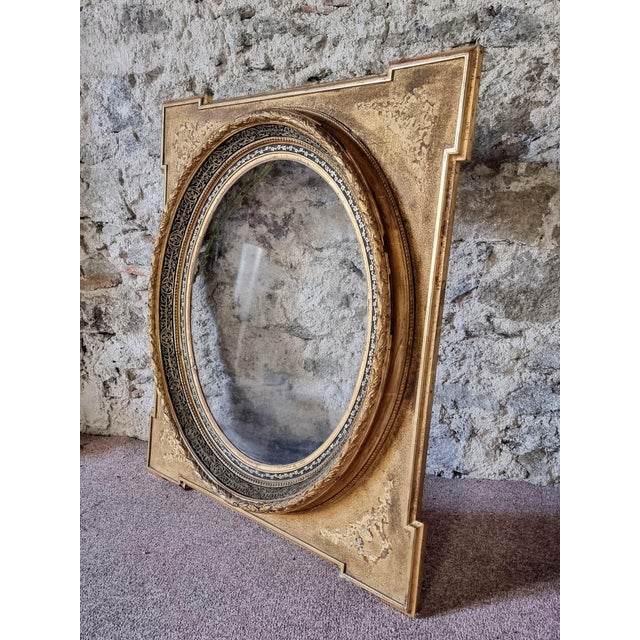 Glass Late 19th Century Napoleon III Wall Decoration with Glass Panel and Gilded Frame France, 1890s For Sale - Image 7 of 16