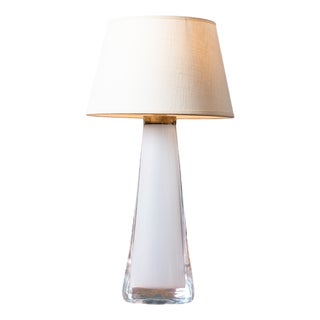 White Glass Lamp from Orrefors, 1970s For Sale