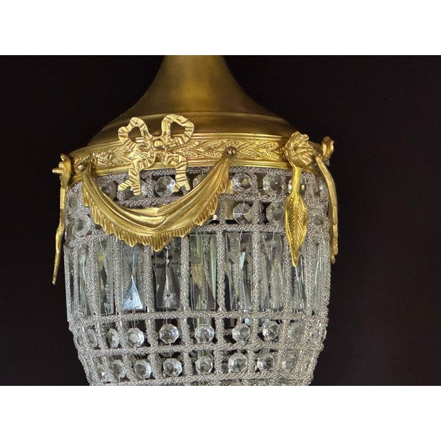 1970s 1970 French Louis XVI Gold Bronze Crystal Chandelier Lantern - 1 Pc For Sale - Image 5 of 11