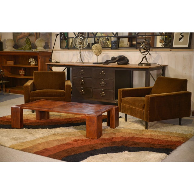Vintage Coffee Table in Leather, 1950s For Sale - Image 4 of 10