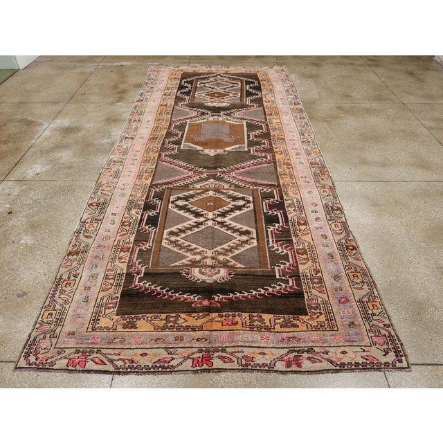 Galerie Shabab Collection Mid-20th Century Turkish Anatolian Wide Gallery Runner For Sale - Image 4 of 10
