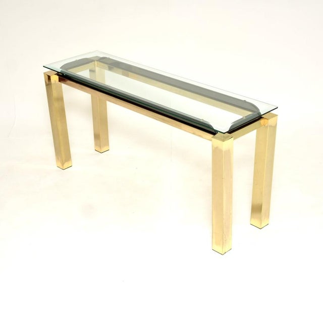 Vintage Italian Brass and Glass Console Table, 1970 For Sale - Image 4 of 11