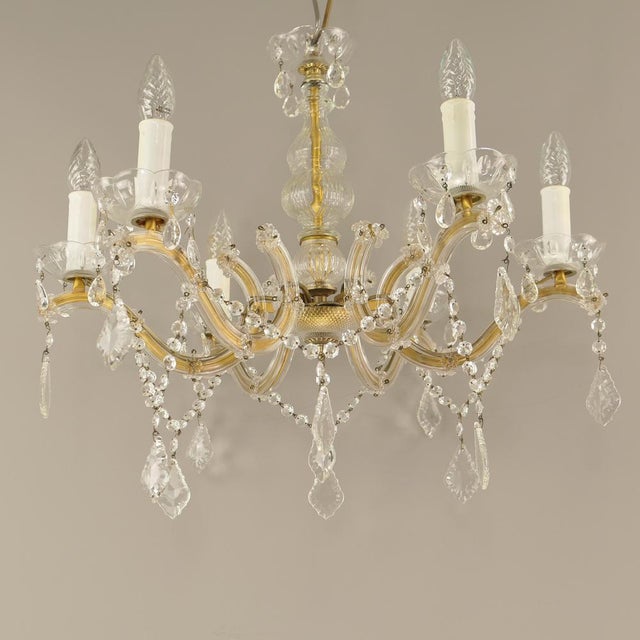 Crystal Glass Chandelier, Germany, 1970s For Sale - Image 3 of 18